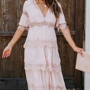 Lace Summer Beach Swing maxi Dress